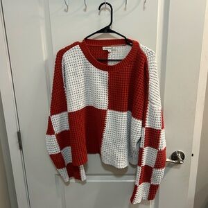 Francesca's Collections Orange and White Block Oversized Sweater Size XL